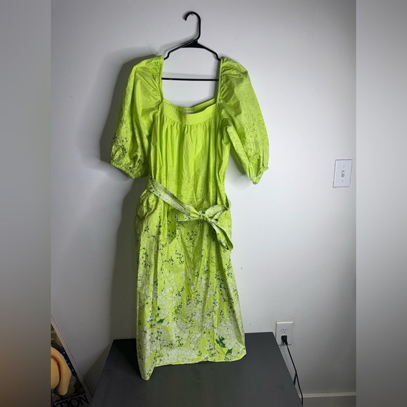 Ann Mashburn Floral Nicolette Dress- Lime - Picture 4 of 13